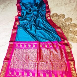 100% authentic silk electric blue kanjivaram