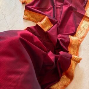 stunning 100% pure silk rich wine kanjivaram