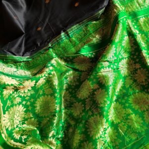 100% pure silk lush forest green kanjivaram saree