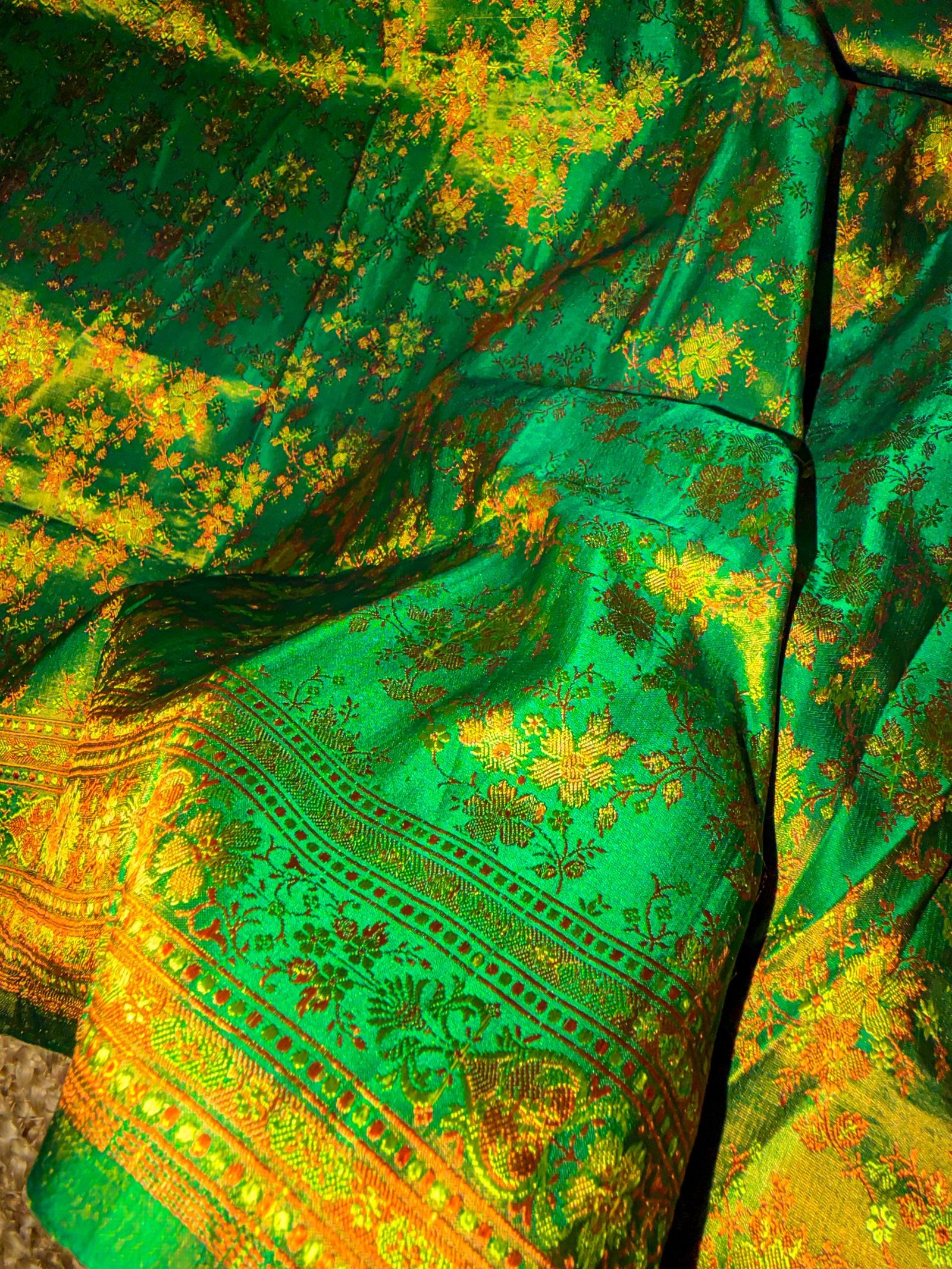 emerald green kinkhwab saree | handloom banarasi brocade silk saree emerald green kinkhwab saree | handloom banarasi brocade silk saree