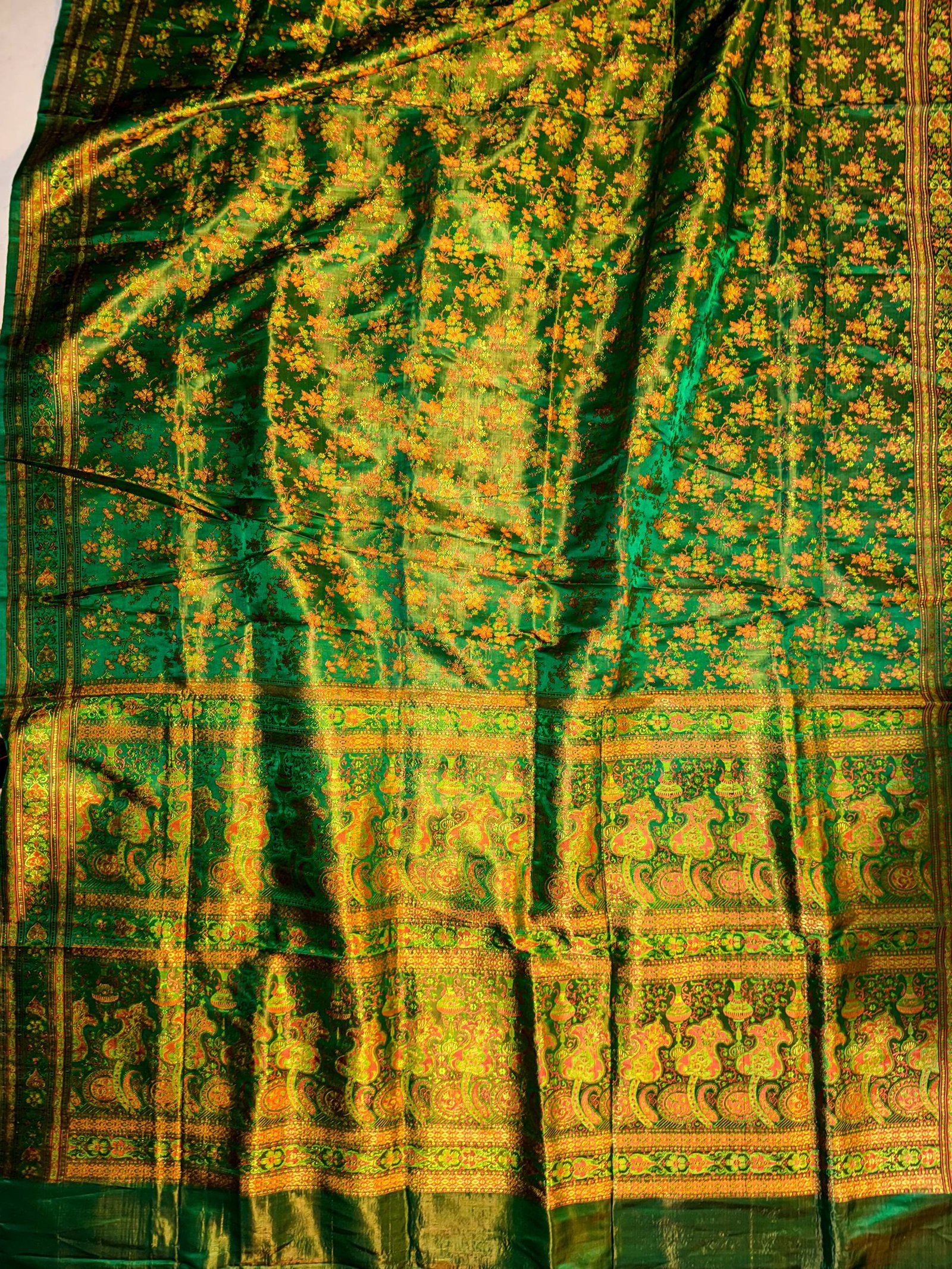 emerald green kinkhwab saree | handloom banarasi brocade silk saree emerald green kinkhwab saree | handloom banarasi brocade silk saree