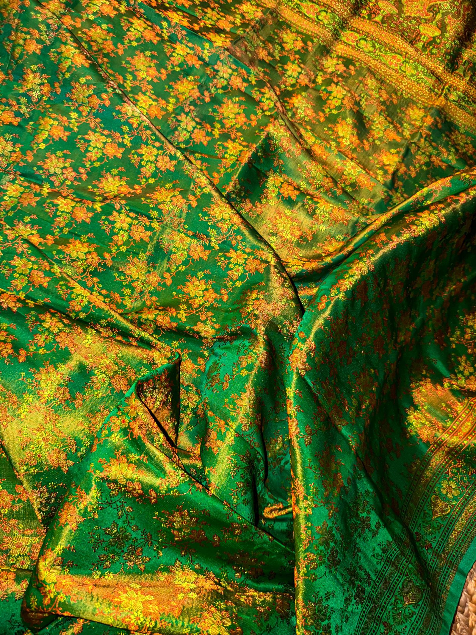 emerald green kinkhwab saree | handloom banarasi brocade silk saree emerald green kinkhwab saree | handloom banarasi brocade silk saree