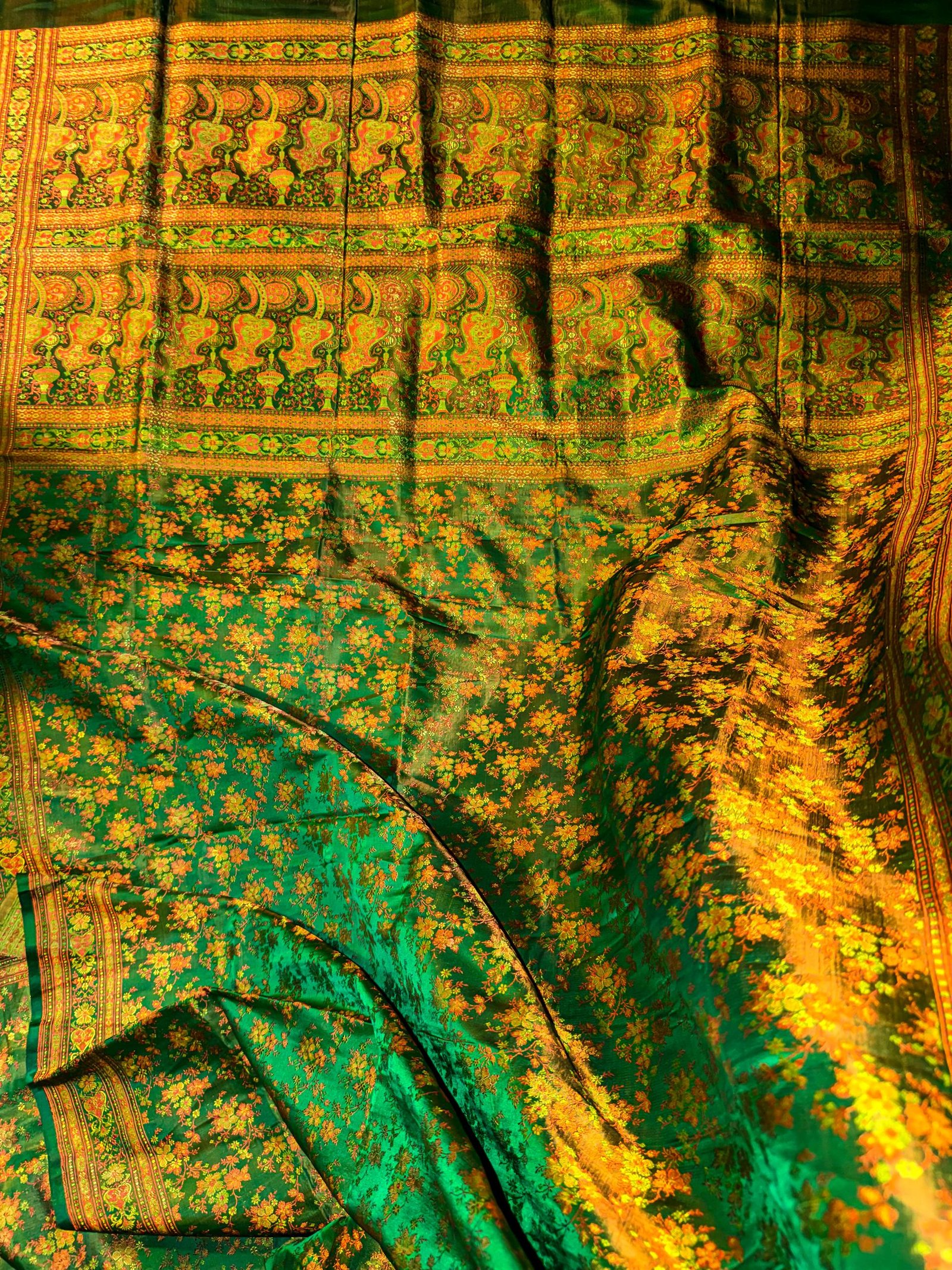 emerald green kinkhwab saree | handloom banarasi brocade silk saree emerald green kinkhwab saree | handloom banarasi brocade silk saree