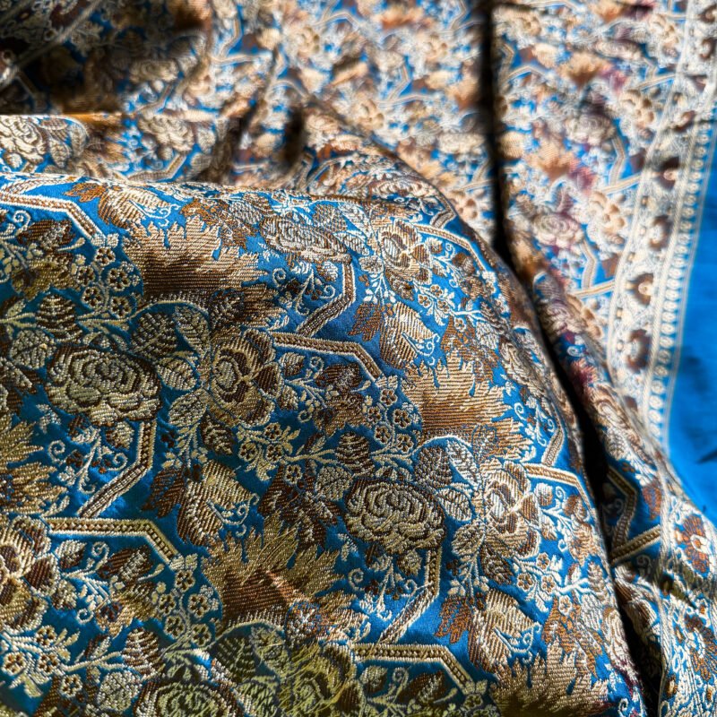 electric blue handloom katan banarasi silk saree